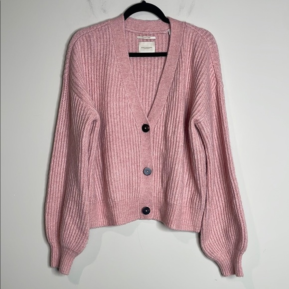 Scotch & Soda | Pink Fuzzy Boxy-Fit Cardigan Alpaca Blend Size XL - Picture 2 of 8